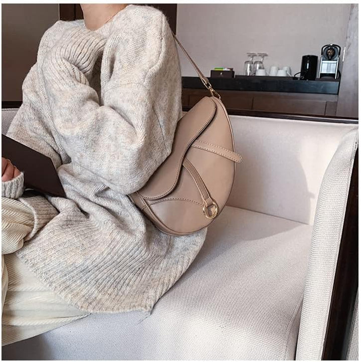 PURFANREE Women Trendy Small Clutch Purse Saddle Shoulder Bag Underarm Handbag Satchel HandBag Cross