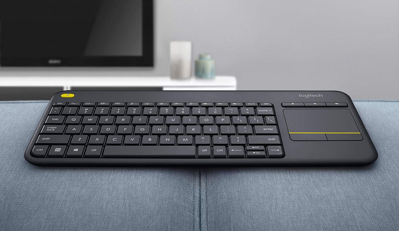 Logitech K400 Plus Kabellose Touch-TV-Tastatur mit integriertem Touchpad, Englishes QWERTY-Layout -