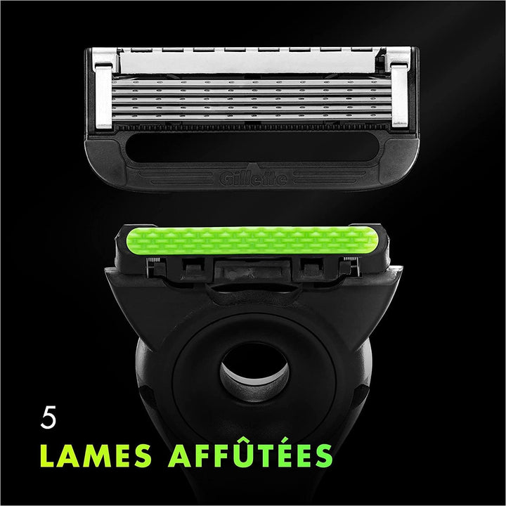 Gillette Gillette Labs mit Peelingstange, Herrenrasierer, 1 Griff, – 5 Ersatzklingen, mit Reiseetui,