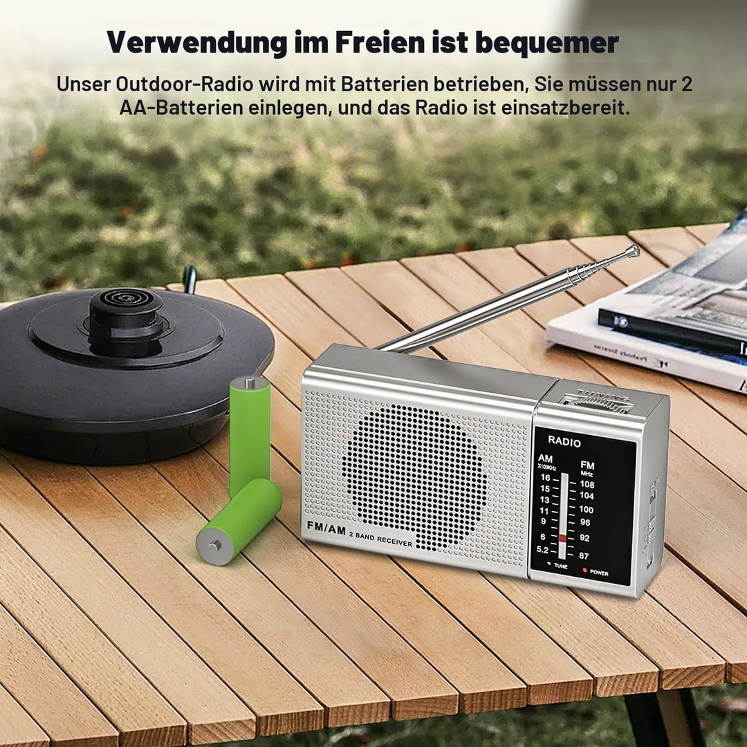Tendak Klein Radio Batteriebetrieben AM FM, Transistorradio Tragbares Radio mit Grossartiger Empfang
