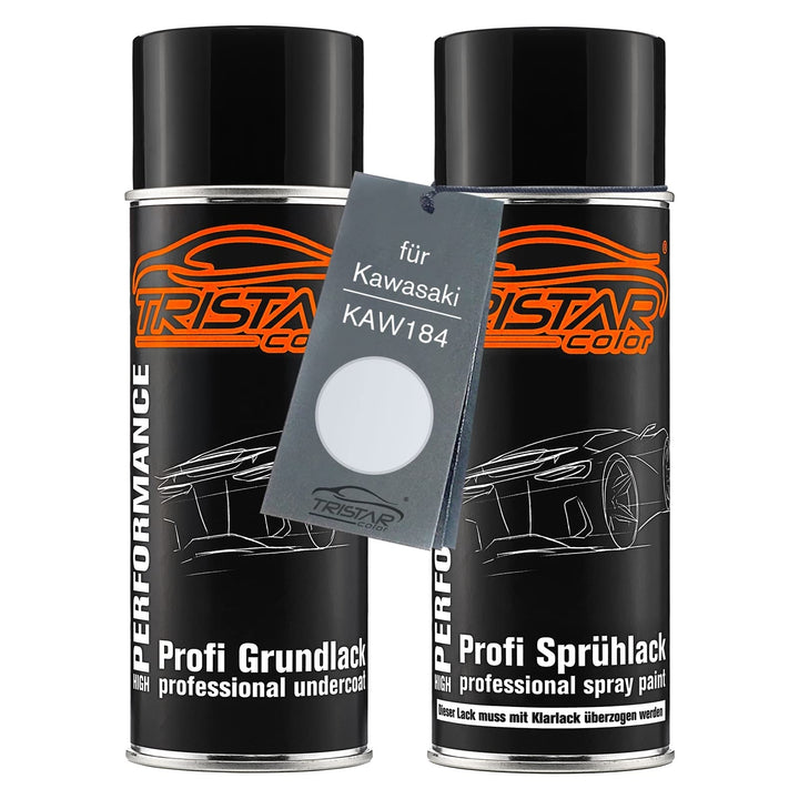 TRISTARcolor Motorradlack Spraydosen Set für Kawasaki KAW184 Pearl Flat White Grundlack Basislack Sp