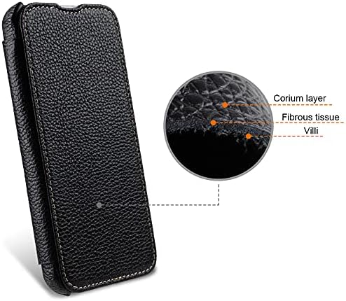 STILGUT Book Case kompatibel mit iPhone 13 Pro (6.1“) Hülle aus Leder zum Klappen, Klapphülle, Handy