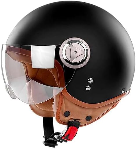 BOSERMEM Erwachsenen Harley Motorradhelm Scooter-Helm, Mode Halboffener Helm Mit Schutzbrille, Hat D