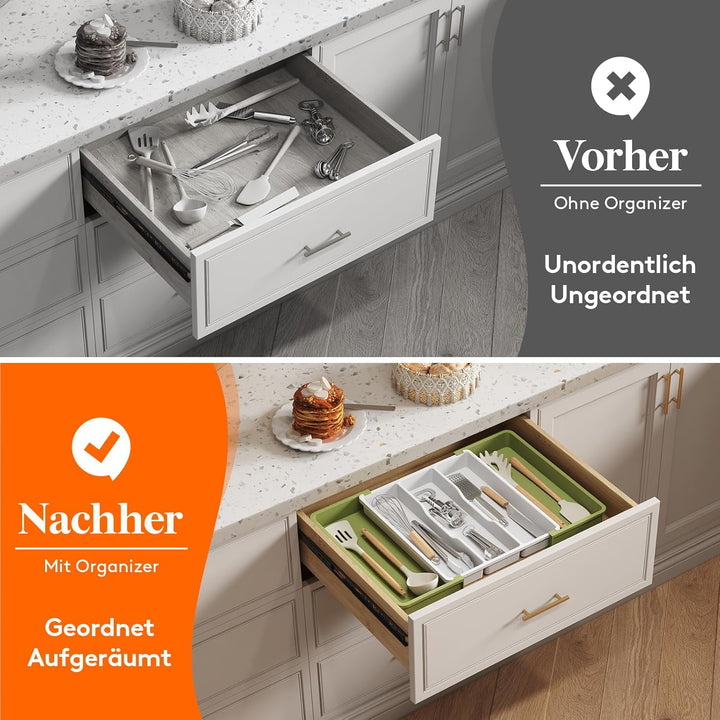 Lifewit Besteckkasten für Schubladen, erweiterbarer grosser Besteckkasten für die Küche, verstellbar