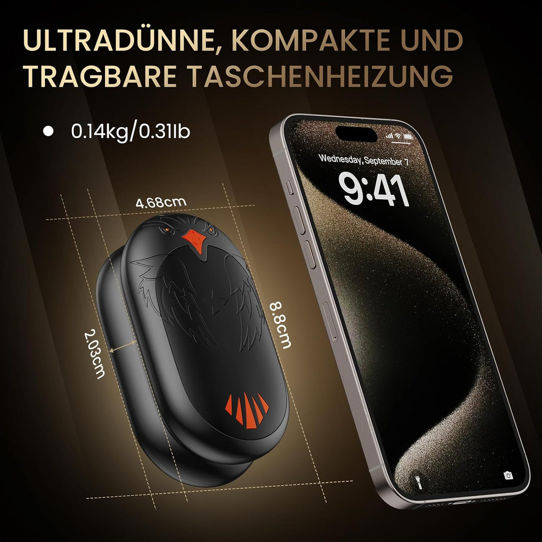 Handwärmer Wiederaufladbar 2 Pack, Elektrische Tragbare Taschenwärmer 2 in 1 Handwärmer mit 3 Heizmo