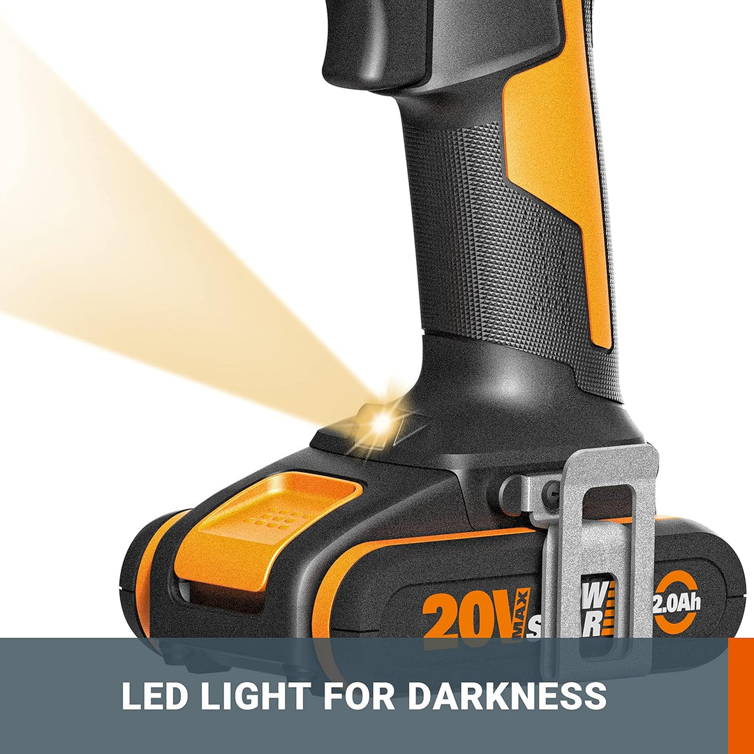 WORX 18V (20V MAX) Akku-Schlagbohrschrauber-Kit WX370, PowerShare, max. 50 N.m, (inkl. 2x2,0Ah Akkus