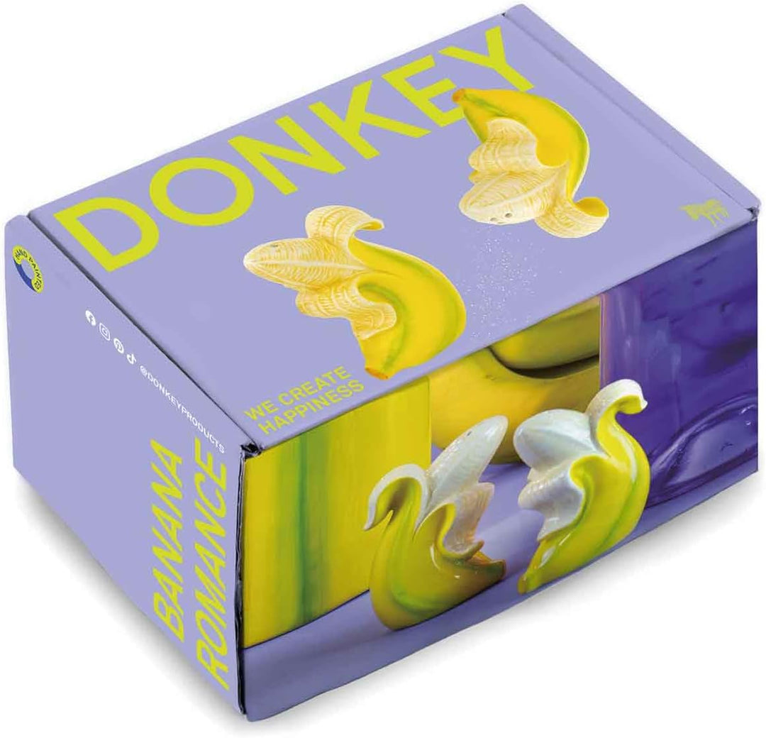 DONKEY Banana Romance Salt & Pepper, Salz- und Pfefferstreuer Set in Bananen-Form, 2 Stück