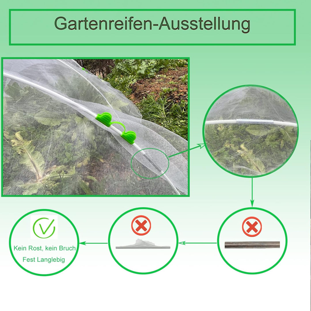 YUNSTK Gewächshausreifen Fiberglas, 20Pcs Gewächshaus Hoops, Folientunnel Bögen für Hochbeet, Rostfr