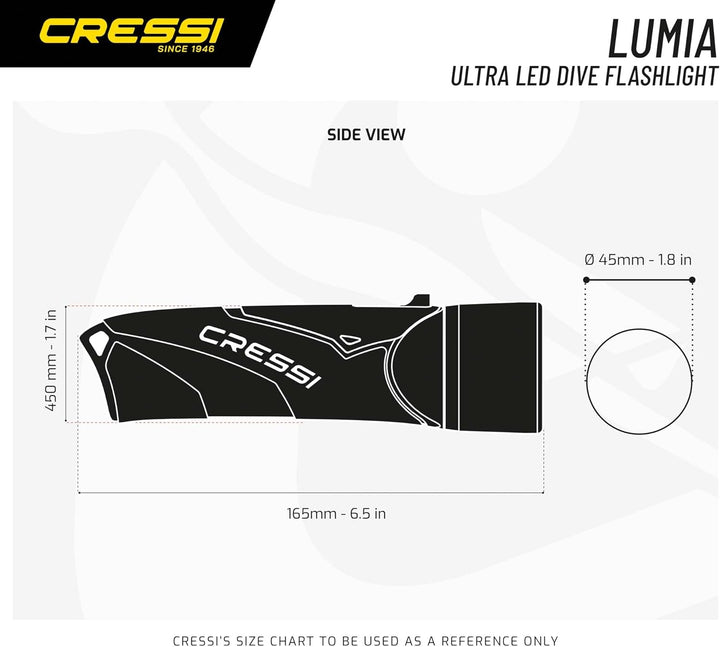 Cressi Unisex-Adult Lumia+ Torch Einheitsgrösse Schwarz/Schwarz, Einheitsgrösse Schwarz/Schwarz