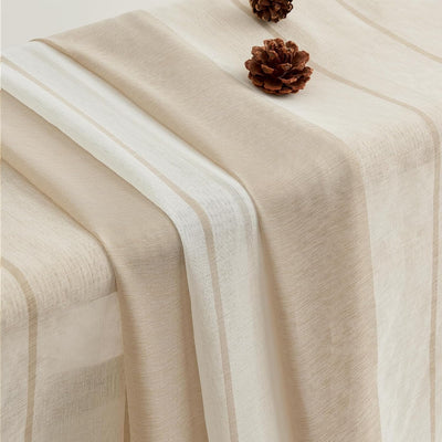 MRTREES Gardinen mit Kräuselband Stores Gardinen Schlafzimmer Vorhang Halbtransparent Vorhänge Beige