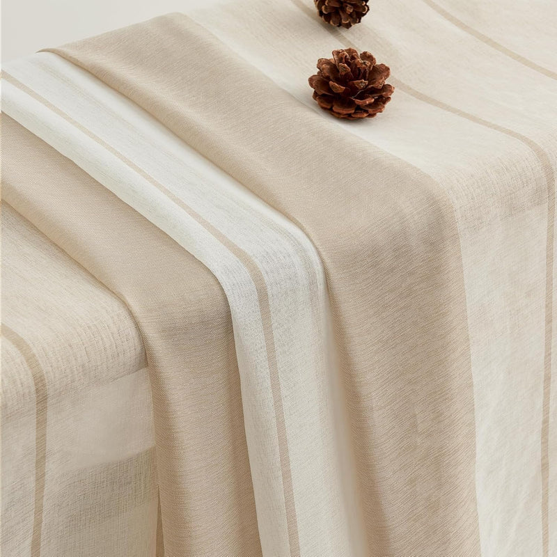 MRTREES Gardinen mit Kräuselband Stores Gardinen Schlafzimmer Vorhang Halbtransparent Vorhänge Beige
