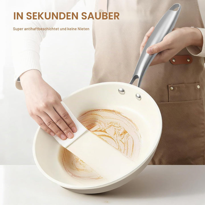 24cm Keramik Bratpfanne Antihaft - PFAS-, PFOA- &amp; PTFE-frei, Induktionseignet, Ofenfest &amp; Spülmaschi