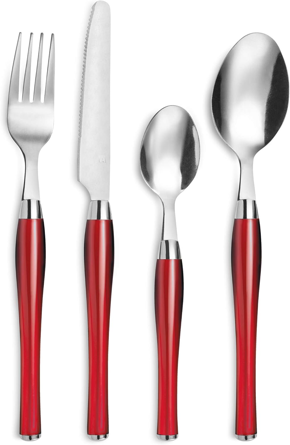 Amefa Besteck PURITY, Tafelbesteck mit farbigen Kunststoffgriffen, für 6 Personen, rot, 24-teilig, R