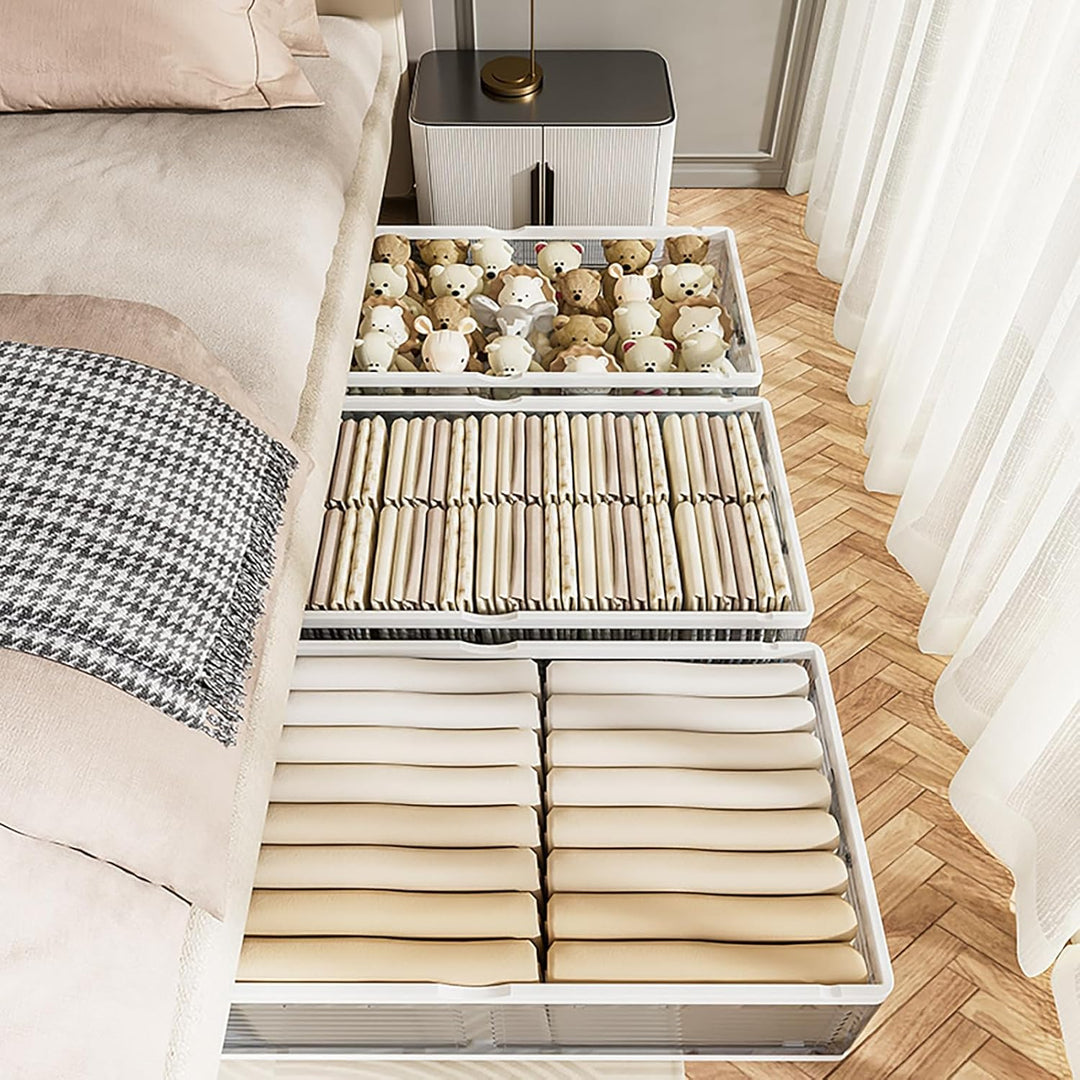 Kunststoff Unterbettkommode 101 * 51,5 * 24cm Gross Unterbett Aufbewahrung Box mit Deckel, Unterbett