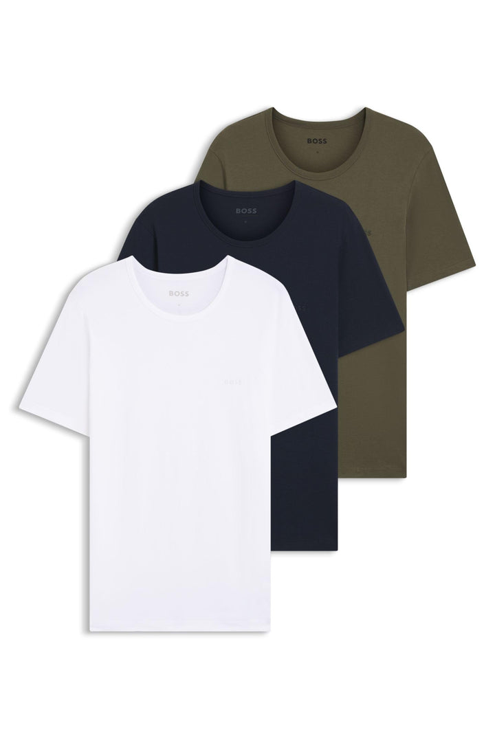 BOSS Herren TShirtRN 3P Classic Dreier-Pack T-Shirts aus Baumwoll-Jersey mit Logo M Grün399, M Gr&#x