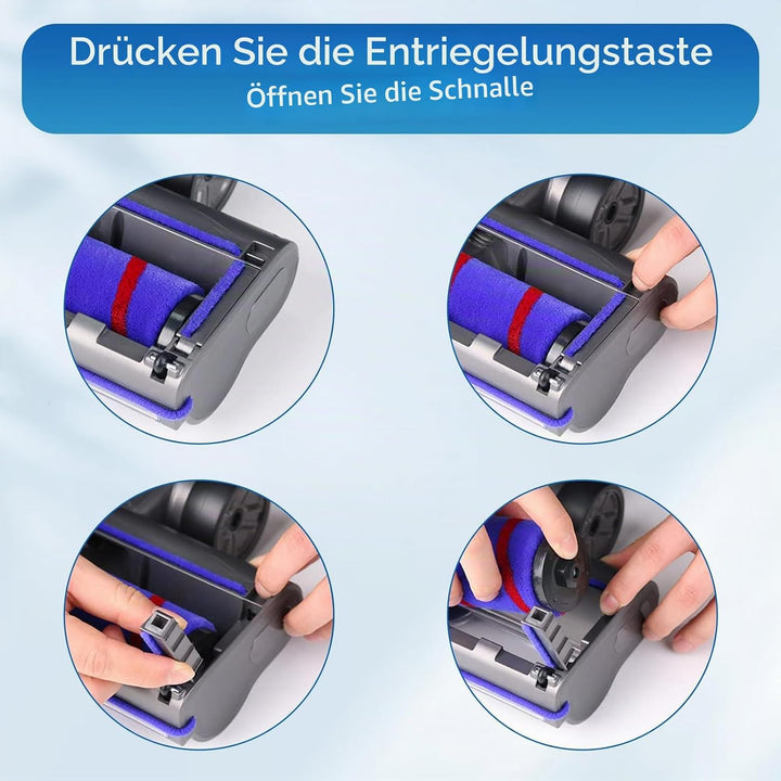 Bürste kompatibel für Dyson V7, V8, V10, V11, V15, Bürste mit 4-LED-Leuchten, Bürste mit 2 Ersatzrol
