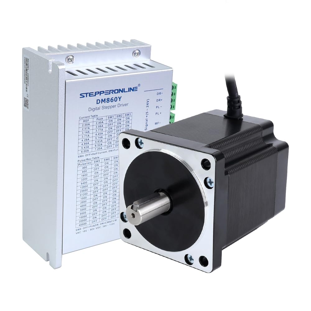STEPPERONLINE 1 Achse CNC-Kit 8.0Nm 6.0A Nema 34 Schrittmotor & Treiber DM860Y CNC-Mühlrouter Drehro