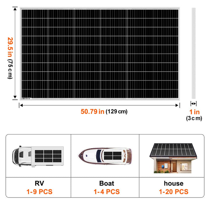 DOKIO 400W Solarpanel (2 * 200W) ideal für Wohnmobil, Camping, Balkon, 2