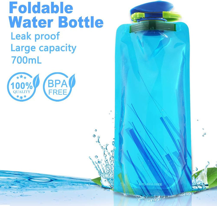 Leikurvo Faltbare Wasserflaschen 6 Stück, 700ML Faltbare Trinkflasche Flexible Zusammenklappbare Tri