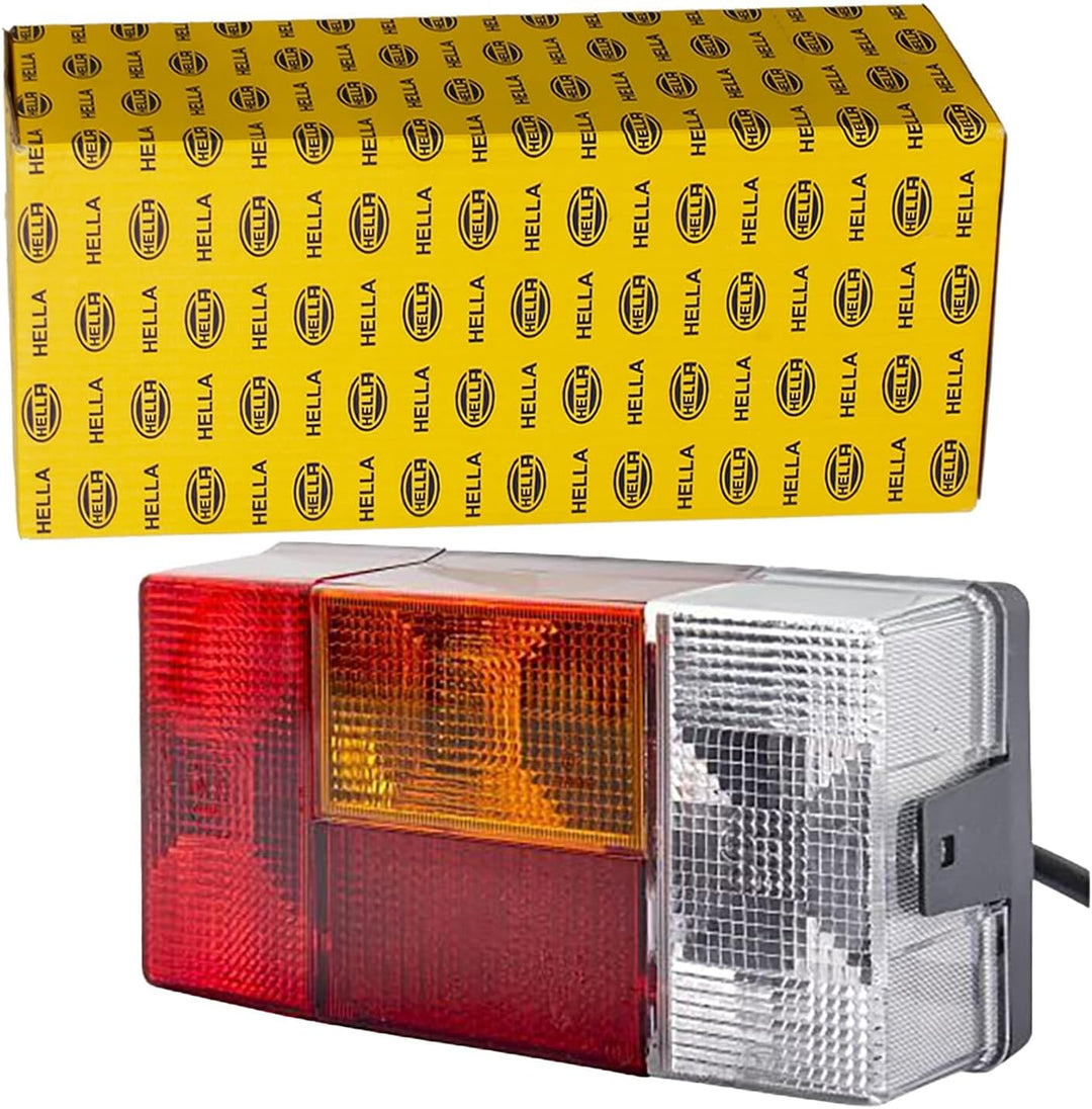 HELLA - Heckleuchte - Glühlampe - 24V - Anbau - Lichtscheibenfarbe: rot/gelb - Kabel: 1000mm - Steck