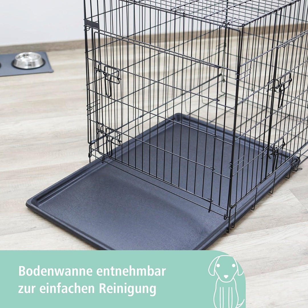 Kerbl 81366 Gittertransportbox, klappbar, 92 x 63 x 74 cm, 2 Türen, schwarz, 92 x 63 x 74 cm