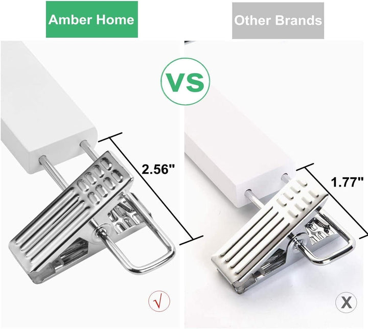 Amber Home 10 Stück 36cm Weiss Kleiderbügel aus Holz, Robust und Glänzend Hosenbügel Aufhänger für H