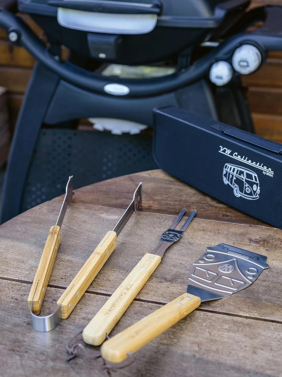 BRISA VW Collection - Volkswagen T1 Bulli Bus Edelstahl Grill-Besteck-Zange-Gabel-Wender, Geschenk-I