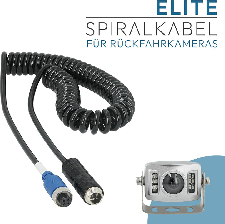 VSG24 Spiral Verlängerungskabel Elite für Rückfahrkamera &amp; Rückfahrsysteme universell KFZ Kamera Kab
