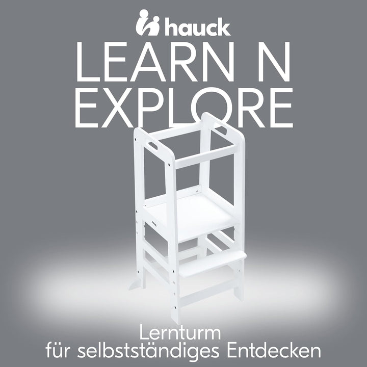 hauck Learn N Explore, Weiss - Lernturm für KInder aus FSC® Zertifiziertes Buchenholz, Höhenverstell