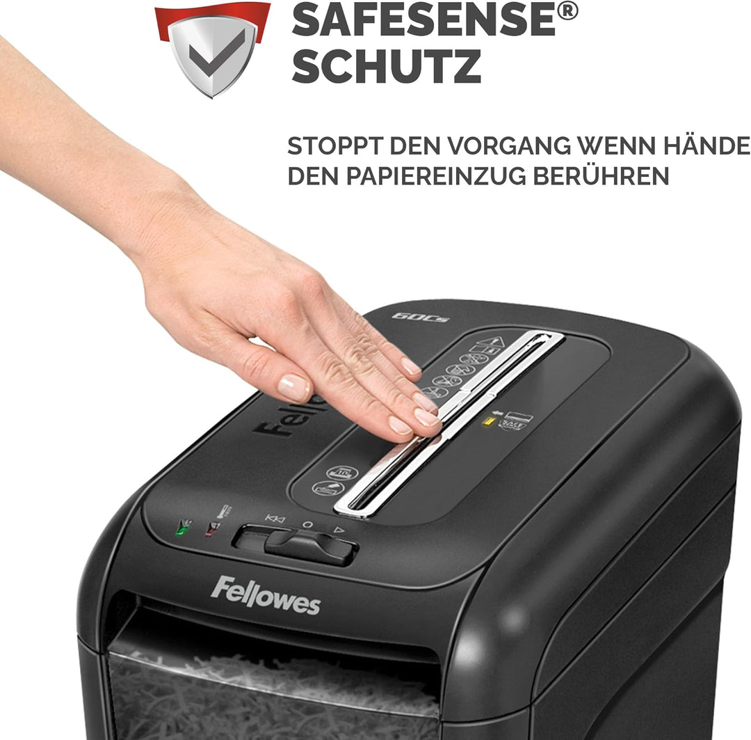 Fellowes Aktenvernichter Powershred 60Cs, Partikelschnitt (P-4), 10 Blatt, für Zuhause/Home Office,