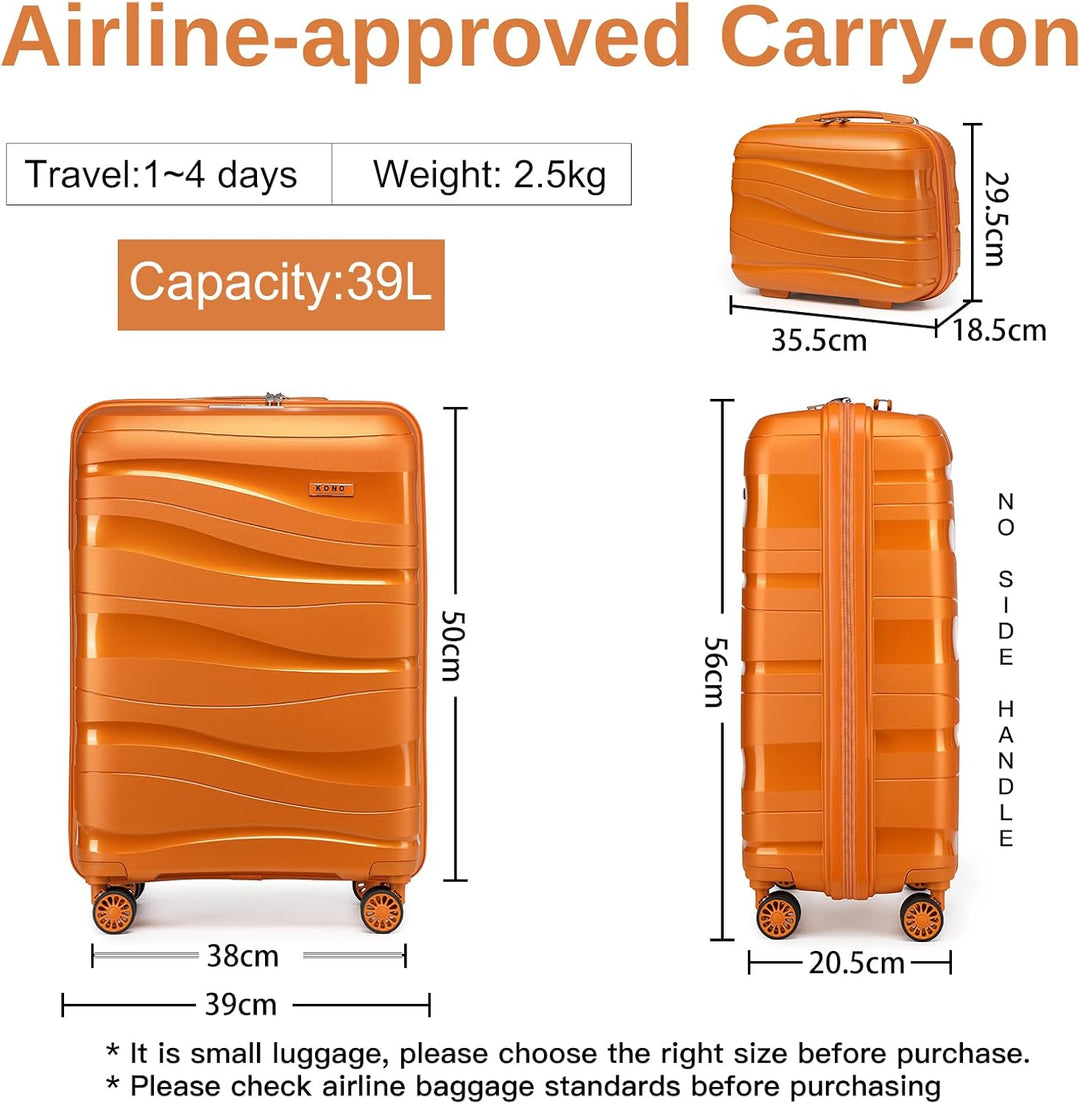 KONO Koffer Trolleys Gepäcksets 2 Teilig Kofferset mit Beautycase Polypropylen Hartschalenkoffer Rei