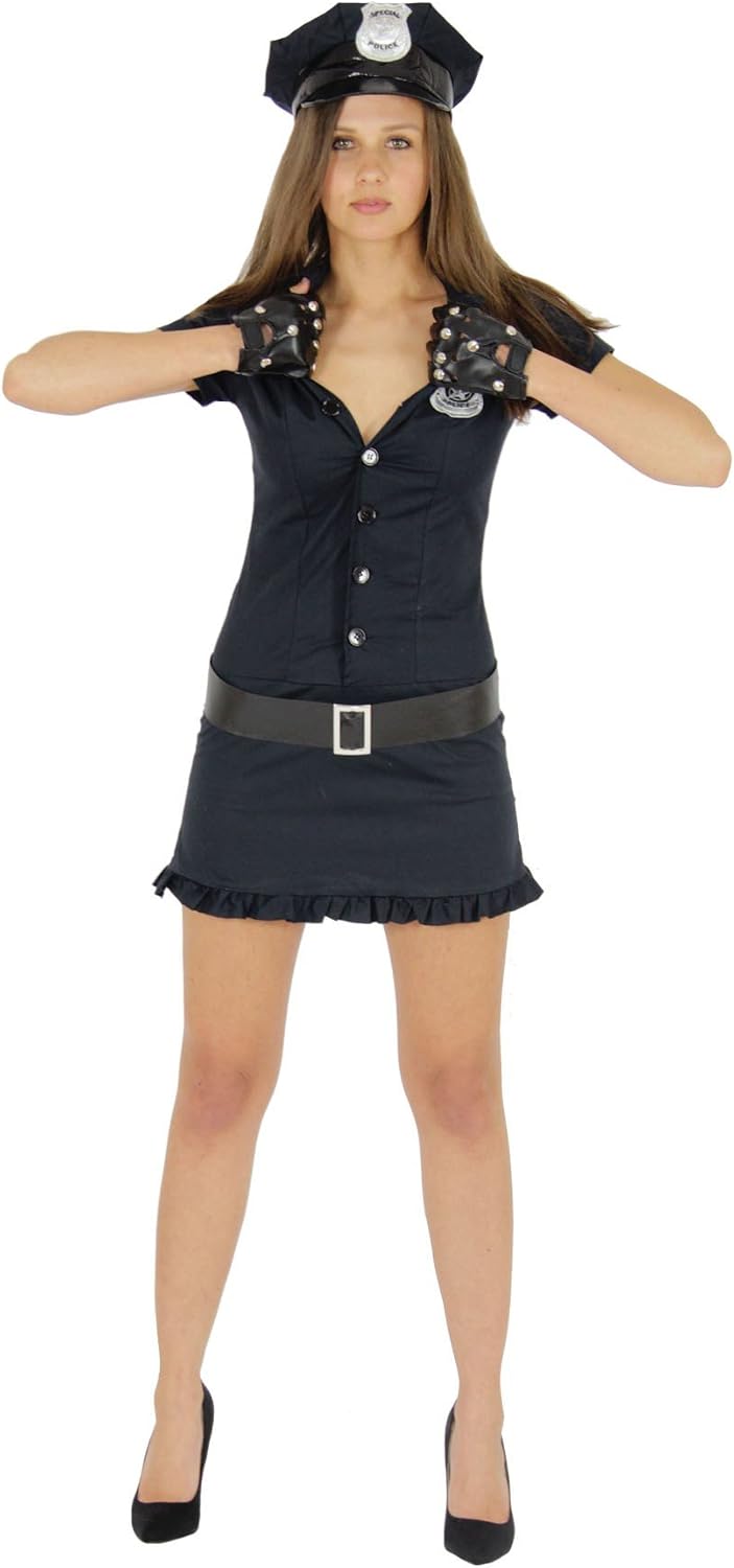 Foxxeo Sexy Polizistin Kostüm für Damen zu Karneval Fasching Polizei Motto-Party Grösse XS-L, S
