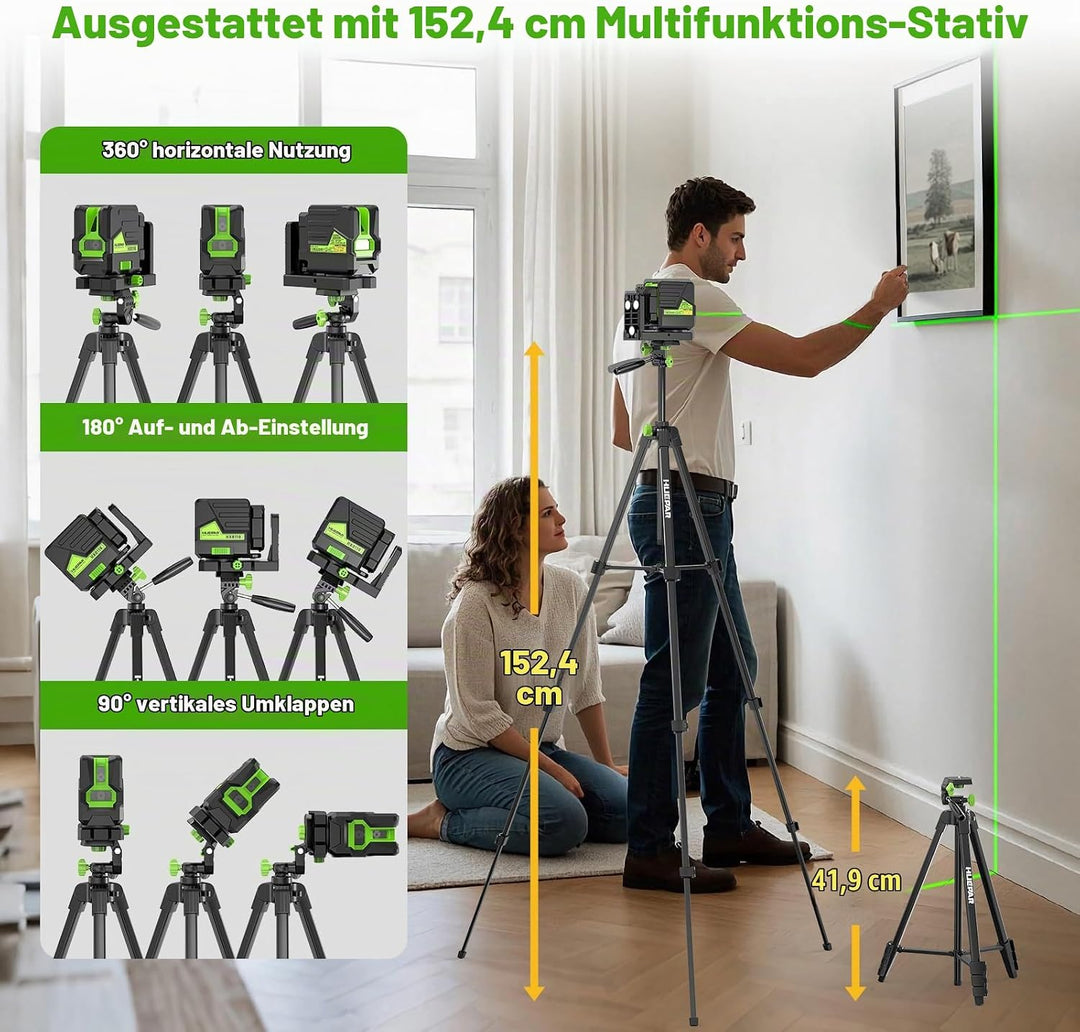 Kreuzlinienlaser, Huepar HX011G Grünen Lasernivellier, Selbstnivellierender Linienlaser mit Grünen K