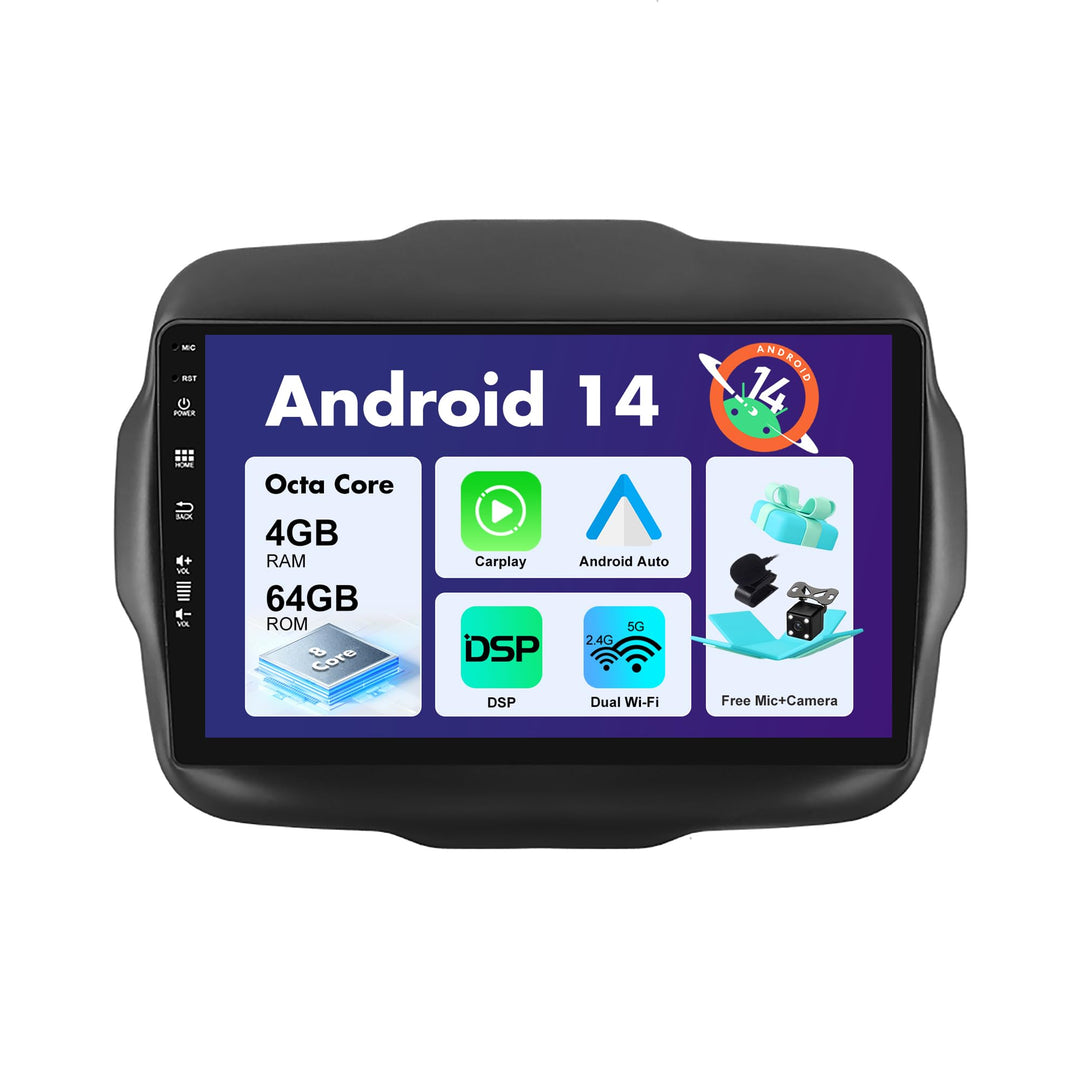 SXAUTO Android 12 IPS Autoradio für Jeep Renegade (2015-2018) - Eingebaut Carplay/Android Auto/DSP -