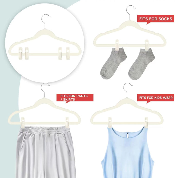 Tinfol Samt-Kleiderbügel-Clips, 24 Stück, Hosen-Samt-Clips, Kleiderbügel-Clip, Starke fingerbeflockt