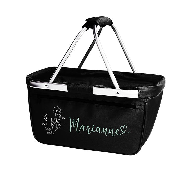 Personalisierter Einkaufskorb I Geschenk für Frauen & Oma I Faltbar mit Name & Blumenmotiv I Geschen