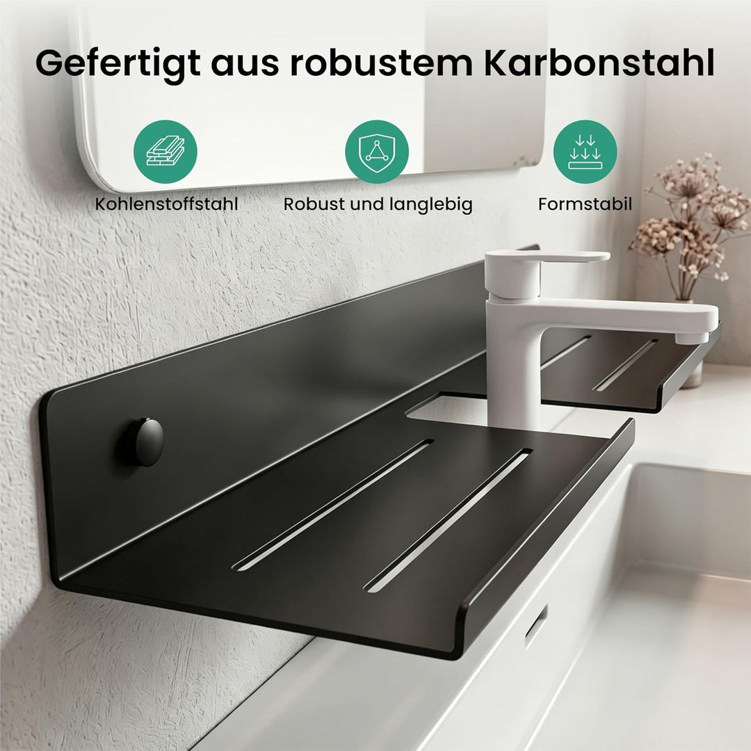 Mai & Mai Waschbecken Ablage, Duschregal zum Bohren oder Kleben, Waschbeckenregal über Wasserhahn, W