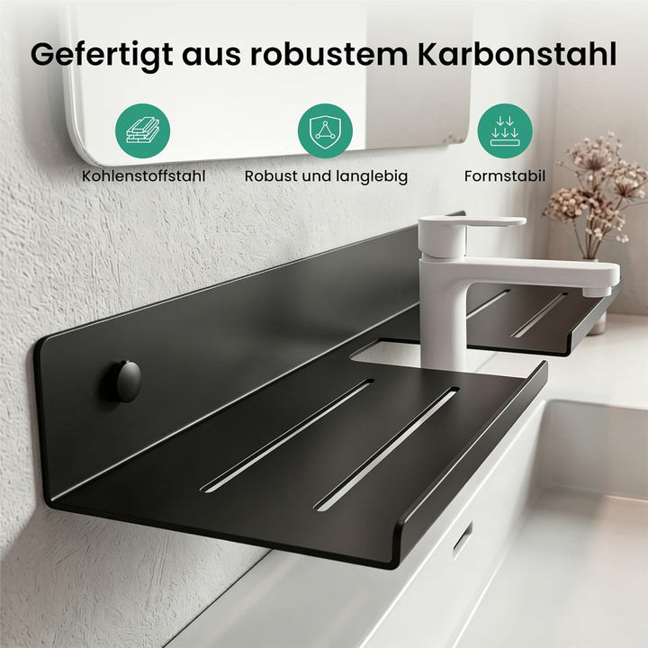 Mai & Mai Waschbecken Ablage, Duschregal zum Bohren oder Kleben, Waschbeckenregal über Wasserhahn, W