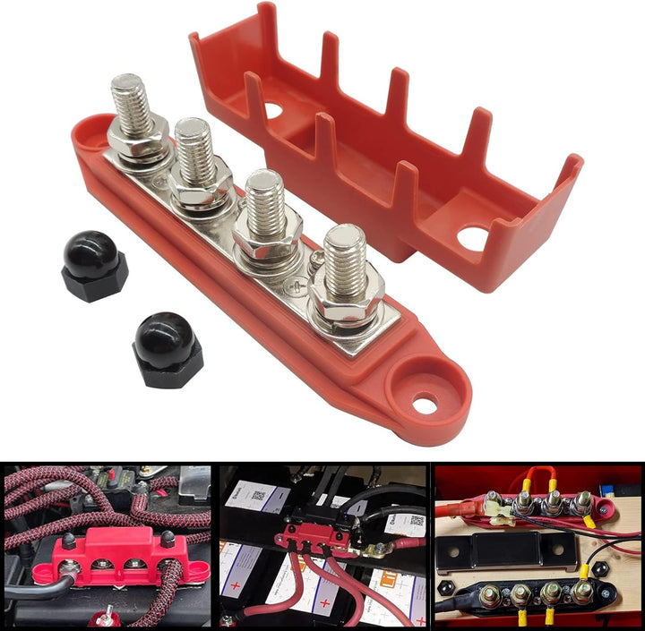 HISports Sammelschienen Verteilerblock 250A BusBar Box mit 4 x M10 Klemmenbolzen Hochleistungsmodul