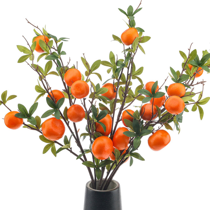 Woration 3Stück Künstliche Apfelsine Baum Zweigstellen Gefälschte Frucht Mandarine Pflanzen Zweig Pl
