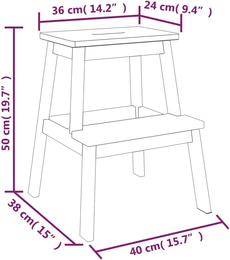 vidaXL Tritthocker 2 Stufen, Hocker für Küche Wohnzimmer, Sitzhocker für Kinder Erwachsene, Gartenho