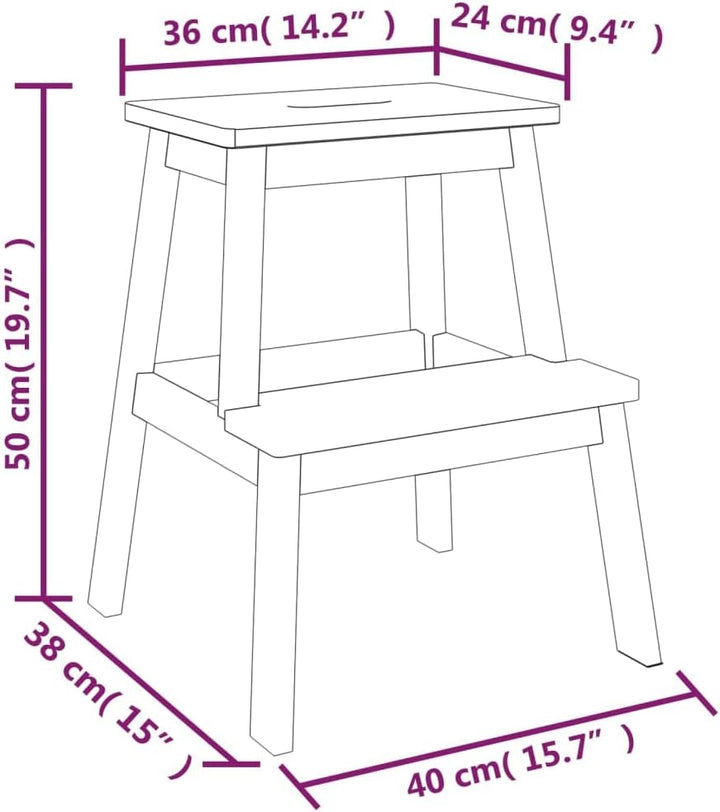 vidaXL Tritthocker 2 Stufen, Hocker für Küche Wohnzimmer, Sitzhocker für Kinder Erwachsene, Gartenho