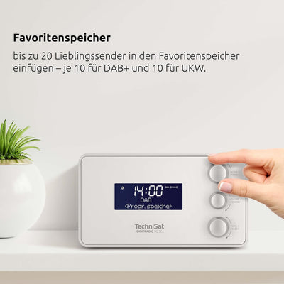 TechniSat DIGITRADIO 50 SE - Radiowecker (DAB+/UKW Tuner, dimmbares Display, Wecker mit zwei einstel