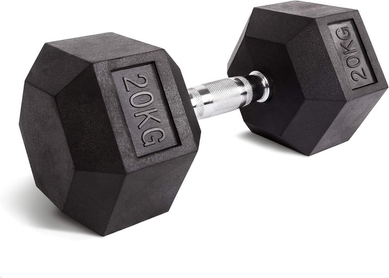 C.P. Sports Hexagon Hanteln gummiert 1-80 kg (Stück) + gratis Griffpolster Dumbbell mit ergonomische