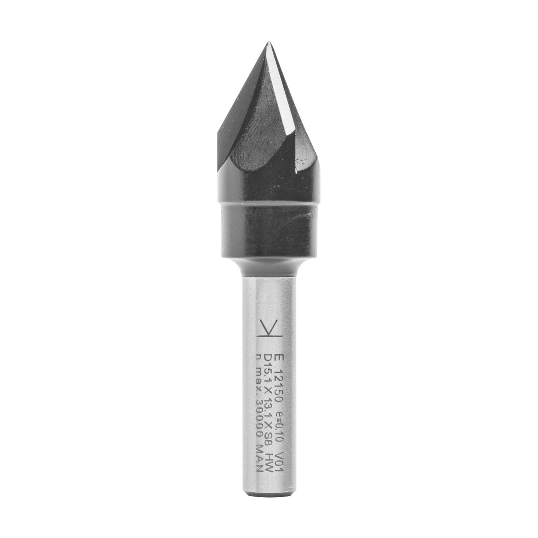 ENT 12150 Schriftenfräser HW, Schaft (S) 8 mm, Durchmesser (D) 15,1 mm, NL 13,1 mm, E 60°, Z3, SL 32