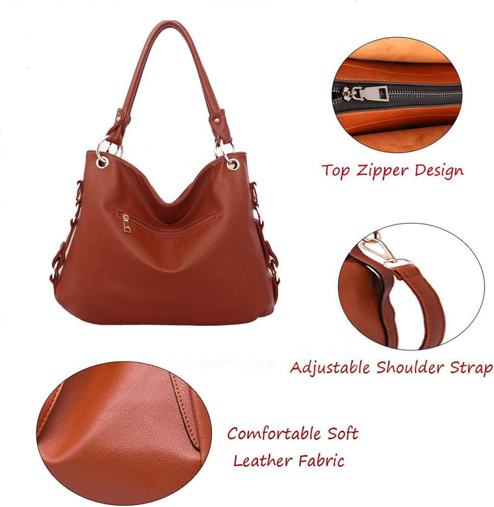FiveloveTwo Dame Top-Handgriff Tasche Schultertasche Satchel Handtaschen Tote Taschen Geldbörse Schw