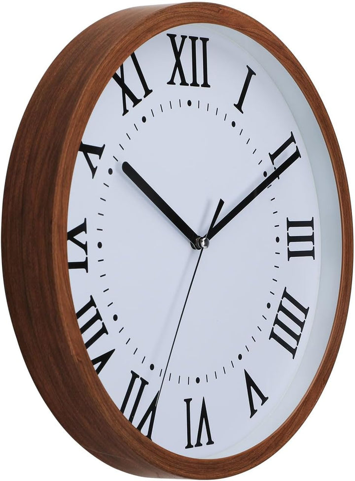 NUOVO Imitationsholzmaserung Rahmen Design Wanduhr, römische Ziffern, einfach und leicht zu lesen, g