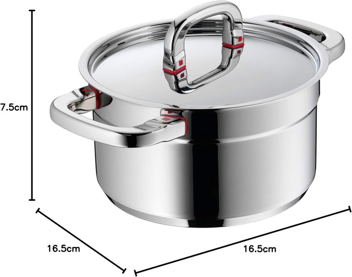WMF Premium One Stielkasserolle 16,5cm mit Deckel, Milchtopf Induktion, Kochtopf klein 1,5l, Innensk