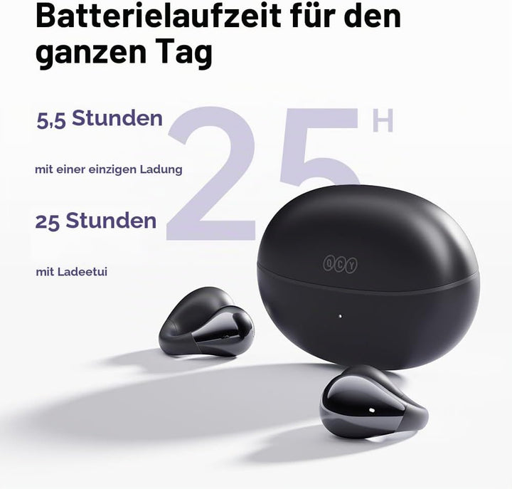 QCY Crossky C30 Open Ear Kopfhörer,Kabellose Bluetooth 5.4 Clip On Kopfhörer,4 Mikrofon ENC Geräusch