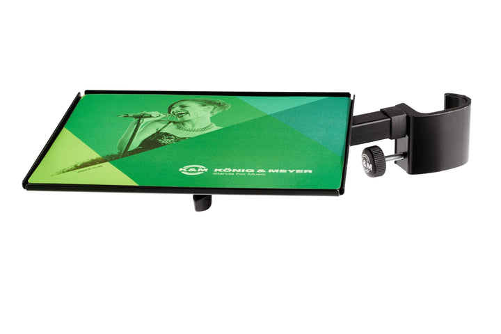 K&M 12152 Mausablage Schwarz aus Stahl - nachrüstbare Auflage mit Mousepad - klappbar - ideal für Pr